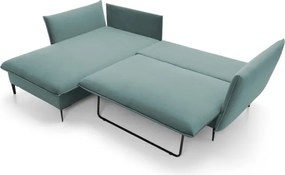 Narożnik GLOSS Lewostronny z funkcją spania, zestaw z poduszkami wolnostojący tkanina RIVIERA 80 Jasny szary WERSAL