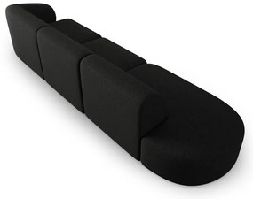 Czarna sofa z tkaniny szenilowej prawostronna 311 cm Paolo – Milo Casa