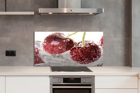 Panel szklany do Kuchni Czereśnie w Kroplach Wody