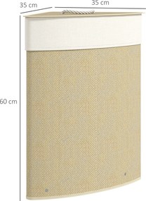 HOMCOM Kosz na pranie w narożnym designie, plecionka bambusowa, 55 L, worek materiałowy, metalowy stelaż, kremowy | Aosom PL