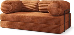 Masseno Sofa piankowa ALVIO z funkcją spania, Kanapa z pianki do salonu, Bezmontażowa, Tkanina sztruksowa – Brązowy TILIA 52
