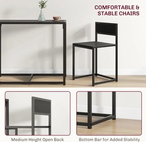 3-częściowy zestaw wysokiego stołu HOMCOM, zestaw 3-częściowy, 2 krzesła, 1 stół, 90 cm x 47 cm x 76 cm, czarny