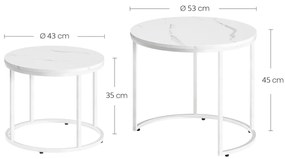 Zestaw stolików konferencyjnych MARLON 2 szt., dekor biały marmur