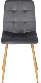 Zestaw Stół Prostokątny Rozkładany SKUBI 120-160 cm Dąb Artisan i 6 Krzeseł Tapicerowanych do Jadalni FREDY Szarych Welurowych