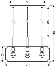 Czarna loftowa potrójna lampa wisząca - D224-Fevi