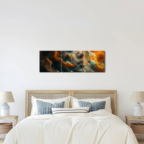 Obraz - Twarz w kosmosie (z zegarem) (90x30 cm)