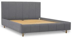Szare tapicerowane łóżko dwuosobowe ze stelażem 160x200 cm Zee – Scandic