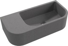 Umywalka betonowa wisząca / nablatowa półokrągła z półką bez otworu na baterię 65 x 30 cm LARMO | różne kolory : Kolor - Popielaty, Typ montażu - podwieszana