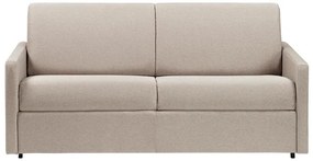 Kanapa 3-osobowa rozkładana typu expres z tkaniny CALIFE - Beżowy - Miejsce do spania 140 cm - Materac 18 cm