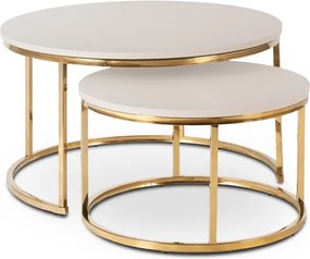 Zestaw Stolików Kawowych APULIA MAX 60 cm/80 cm Kaszmir/Złoty Glamour