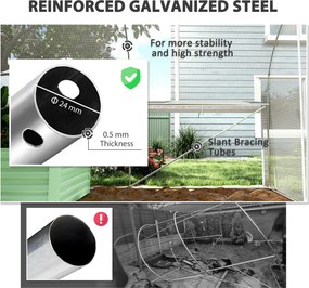 Outsunny Szklarnia 6x3x2 m, z 8 oknami, drzwiami, siatkami przeciw owadom, metalową ramą, Biały