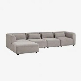 Sofa Modułowy 4-częściowy Z Tapicerowanym Pufem Fogler Sztruks Jasny Szary Taupe - Sklum