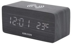 Karlsson 5933BK LED budzik/zegar z funkcją ładowania 15 cm, czarny