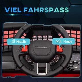 AIYAPLAY Elektryczny samochód dla dzieci z łagodnym zawieszeniem, sterowany pilotem, LED swiatła, klakson, 12V silniki, z plastiku i metalu, Czerwony