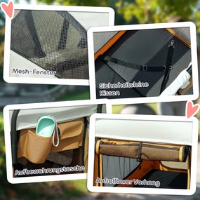 Składany Wózek dla Psów i Kotów PawHut do 30 kg, 110 x 65 x 102 cm, Brązowy