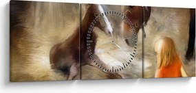 Obraz - Witaj na świecie, źrebaku (z zegarem) (90x30 cm)