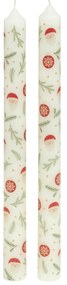 Świece stołowe, świąteczny wzór, 2 sztuki