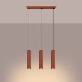 Lampa wisząca minimalistyczny Gloow, aluminium - 3 źródło światła 3000K - L.45 x H.98 cm - ochra czerwona