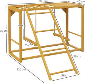 PawHut Plac zabaw dla kur z huśtawkami i drabinką, dla 3-4 kur, Drewniany kurnik zabawowy