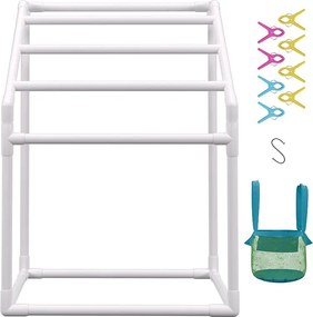 Wieszak na Ręczniki, SucceBuy Zewnętrzny Wieszak na Ręczniki 5 Drążków Trapezowy Biały Wolnostojący do Basenu