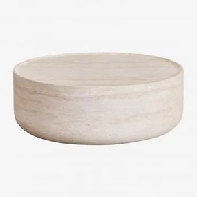 Okrągły Stolik Kawowy Ø80 Cm Z Cementu Darwys Look Travertino - Sklum