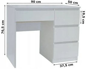 Białe biurko z szufladami dziecięce, młodzieżowe L0-A43