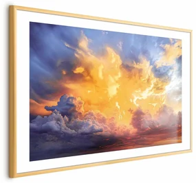 Plakat Zachód słońca 60x40 cm z ramą złotą z marginesem ARTGEIST B