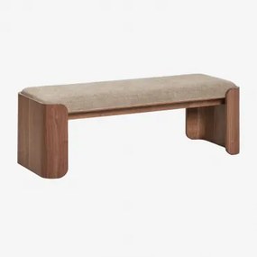 Ławka Z Drewna Kauczukowego I Forniru Lofren Ciemne Drewno & ↔︎ 120 Cm & Tkanina W Kolorze Mokki W Kolorze Brązowym - Sklum