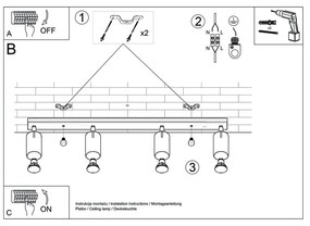 Czarna lampa wisząca Nice Lamps Etna 4L