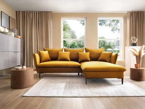 Masseno Narożnik SOLE z funkcją spania i pojemnikiem na pościel Narozniki L, Rozkładana sofa - Żółty, RIVIERA 41