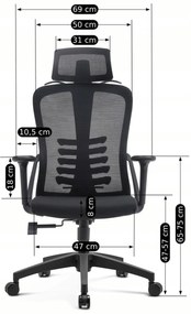 Fotel Biurowy Ergonomiczny Obrotowy JULIET Wentylowany Czarny Nowoczesny