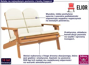 Drewniana ławka ogrodowa z oparciem kremowy E9-M29