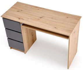 Biurko CINO dąb artisan/grafitowe z szufladami HALMAR