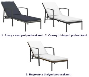 Czarny leżak ogrodowy z białą poduszką W7-R81