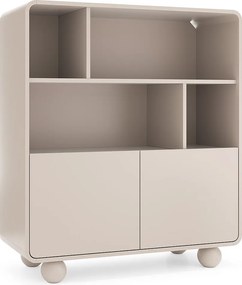 Regał w kolorze kaszmir, z półkami i szafką – Nowoczesny design, nogi w kształcie kuli, 108 x 121 x 39 cm