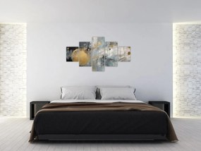 Obraz - Abstrakcja ze złotą kulą (125x70 cm)