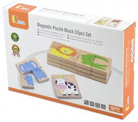 Drewniane puzzle magnetyczne zwierzęta układanka viga toys