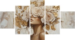Obraz - Dziewczyna z różami (125x70 cm)