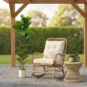 HOMCOM Sztuczny fikus lirolistny sztuczna roślina z 71 liśćmi, masywny drewniany pień, doniczka, 50 x 50 x 150 cm, zielony | Aosom PL