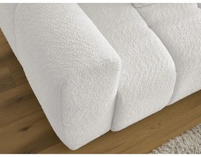 Biały rozkładany/ze schowkiem narożnik z materiału bouclé (prawostronny/z szezlongiem) Roxelane – Bobochic Paris