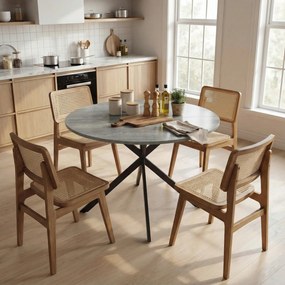 HOMCOM Okrągły stół jadalniany dla 4 osób, stół kuchenny w stylu industrialnym z nogami stalowymi, do jadalni, kuchni, szary | Aosom PL