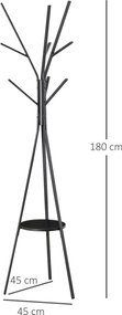 Homcom® Stojak Na Ubrania Do Garderoby Przedpokoju Metalowy Czarny