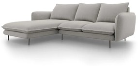 Jasnoszara sofa narożna Cosmopolitan Design Vienna, lewostronna