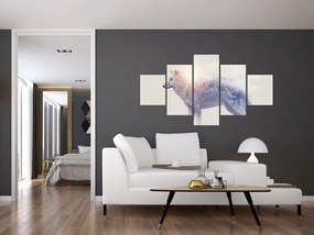 Obraz - Wilk arktyczny odzwierciedla dziki krajobraz (125x70 cm)