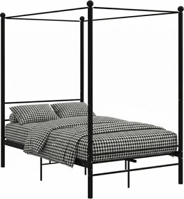 Czarne łóżko z baldachimem z metalu 120x200 cm T3-S22