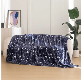 Mikropluszowy koc STARLIGHT, ciemnoniebieski Rozmiar: 200 x 220 cm