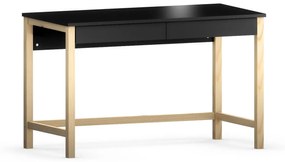 Duże czarne drewniane biurko z szufladami - Mioxis 3X 120x60