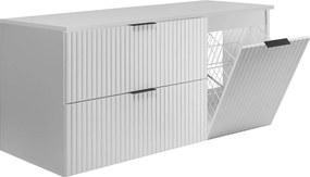 Zestaw mebli łazienkowych z koszem i blatem, czarne uchwyty, biały, 120 x 46 x 58,6 cm