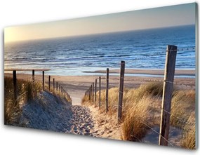 Panel Szklany Drewniana Ścieżka na Piasku