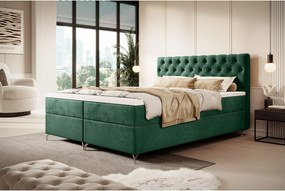BEDANTE Łóżko CHESTER 180x200 Monolith 37, Zielone, pojemnik, chromowane nogi, małżeńskie, topper, materac, bonell, tapicerowane, MONOLITH